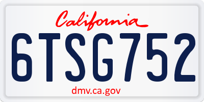 CA license plate 6TSG752