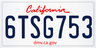 CA license plate 6TSG753
