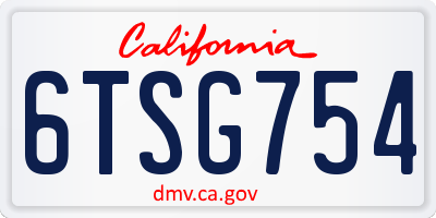 CA license plate 6TSG754