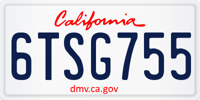 CA license plate 6TSG755
