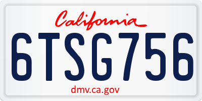 CA license plate 6TSG756