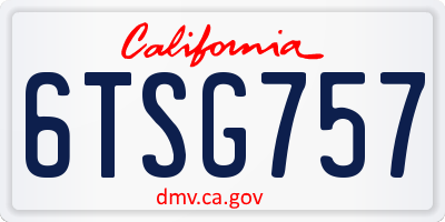 CA license plate 6TSG757