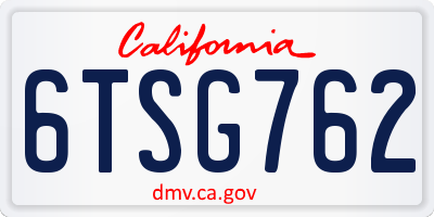 CA license plate 6TSG762