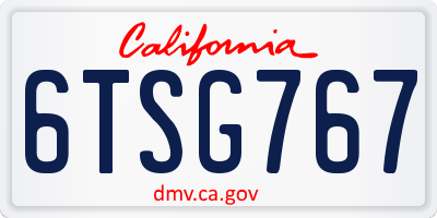 CA license plate 6TSG767