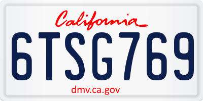 CA license plate 6TSG769