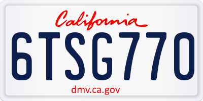 CA license plate 6TSG770