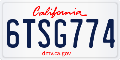 CA license plate 6TSG774