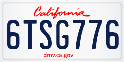 CA license plate 6TSG776