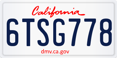 CA license plate 6TSG778