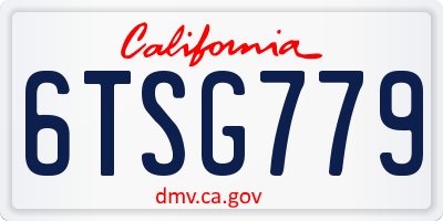 CA license plate 6TSG779
