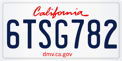 CA license plate 6TSG782