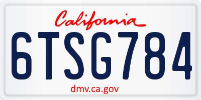 CA license plate 6TSG784