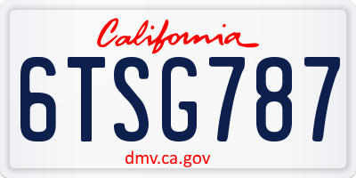 CA license plate 6TSG787