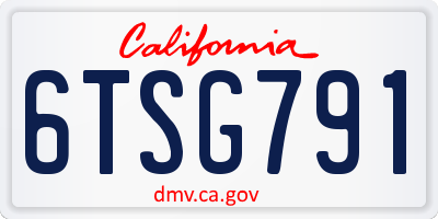 CA license plate 6TSG791