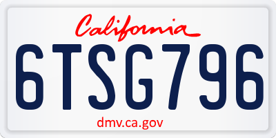 CA license plate 6TSG796
