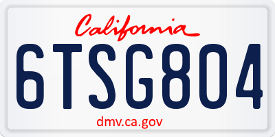 CA license plate 6TSG804