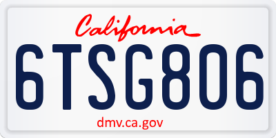 CA license plate 6TSG806