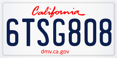 CA license plate 6TSG808