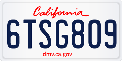 CA license plate 6TSG809