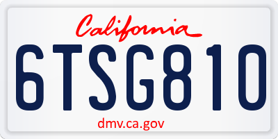 CA license plate 6TSG810