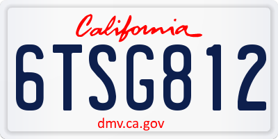 CA license plate 6TSG812