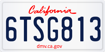 CA license plate 6TSG813