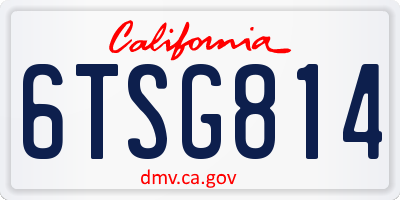 CA license plate 6TSG814