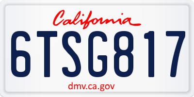 CA license plate 6TSG817