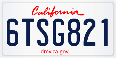 CA license plate 6TSG821