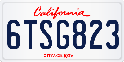 CA license plate 6TSG823
