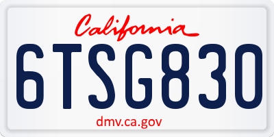 CA license plate 6TSG830