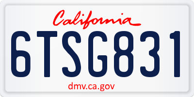 CA license plate 6TSG831