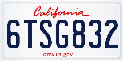 CA license plate 6TSG832