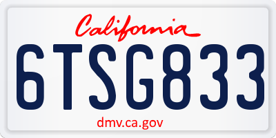 CA license plate 6TSG833