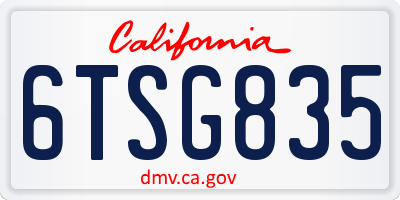 CA license plate 6TSG835
