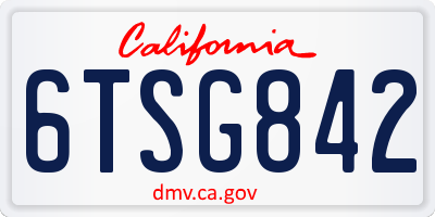 CA license plate 6TSG842
