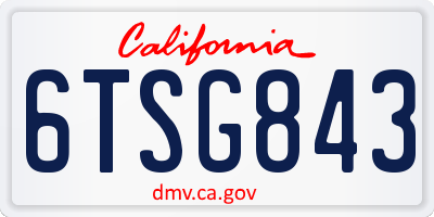 CA license plate 6TSG843