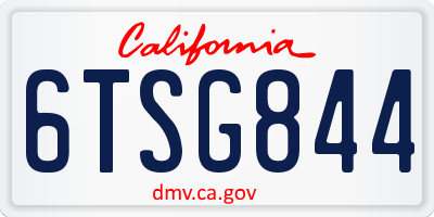 CA license plate 6TSG844
