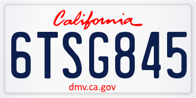 CA license plate 6TSG845