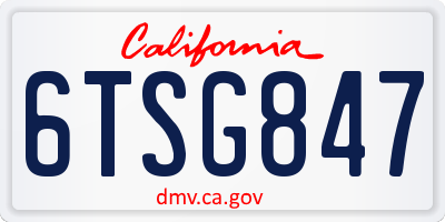 CA license plate 6TSG847