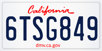 CA license plate 6TSG849