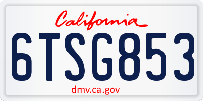 CA license plate 6TSG853