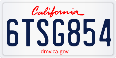 CA license plate 6TSG854