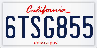 CA license plate 6TSG855