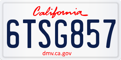 CA license plate 6TSG857