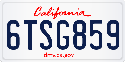 CA license plate 6TSG859