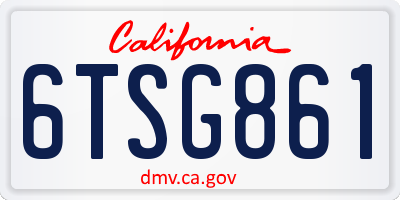 CA license plate 6TSG861