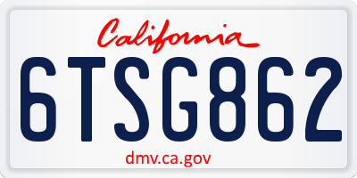 CA license plate 6TSG862