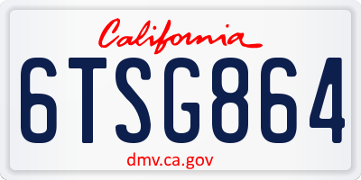 CA license plate 6TSG864