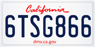 CA license plate 6TSG866